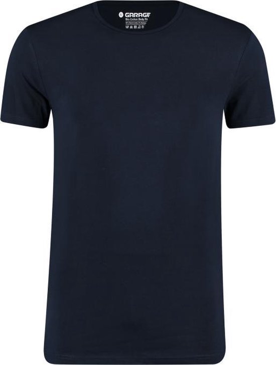 Garage 0221- Bio-Cotton Bodyfit 2-pack T-shirt ronde hals korte mouw navy S 95% organisch katoen 5% elastan