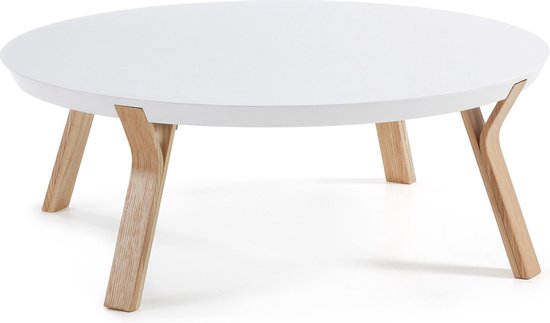 Kave Home - Table basse Dilos blanc et frêne Ø 90 cm