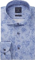 Profuomo - Overhemd SF Blauw Bloemen - 40 - Heren - Slim-fit