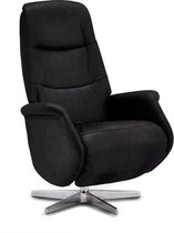 Drix relaxstoel fauteuil zwart, metaal zilverkleurig.