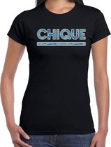 Chique fun tekst t-shirt zwart voor dames XS