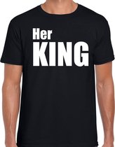 Her king t-shirt zwart met witte letters voor heren M