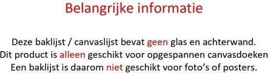 Belangrijke informatie: deze baklijst / canvaslijst bevat geen glas en achterwand.