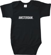 Rompertjes baby met tekst - Amsterdam - Romper zwart - Maat 50/56