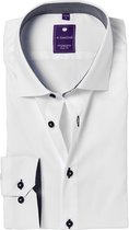 Redmond slim fit overhemd - wit (zwart contrast) - Strijkvriendelijk - Boordmaat: 45/46
