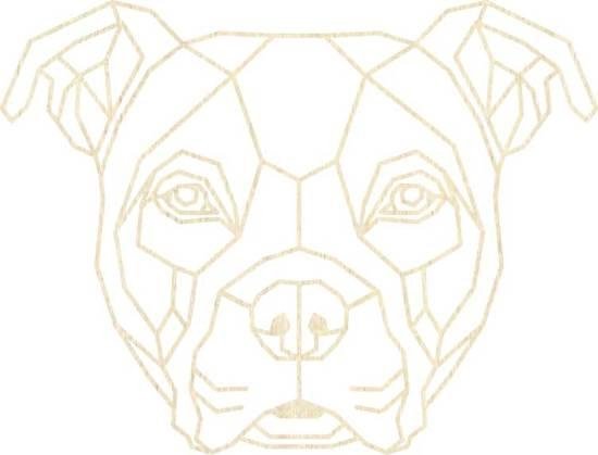 Amerikaanse Bulldog Geometrisch Hout 70 x 53 cm Light Wood - Honden - Wanddecoratie