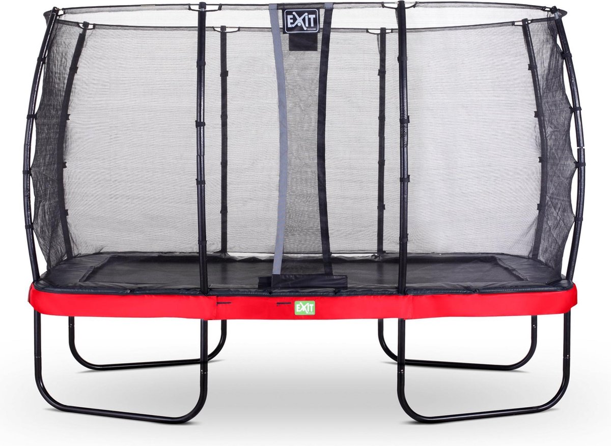 EXIT Elegant trampoline 244x427cm met Economy veiligheidsnet - rood