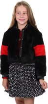 Karl Lagerfeld Kids Jas Zwart Rood Faux Fur