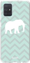 Casetastic Samsung Galaxy A71 (2020) Hoesje - Softcover Hoesje met Design - Elephant Chevron Pattern Print