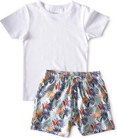 Little Label - 2-delige zomerpyjama - multicolor, palms - maat 110/116 - bio-katoen