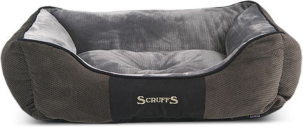 Scruffs Chester Box Bed - Hondenmand Zacht en Stevig - Anti-Slip - Wasbaar - Grijs - S - Scruffs