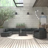 11-delige Loungeset met kussens poly rattan grijs