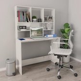 Bureau met schappen 110x45x157 cm spaanplaat hoogglans wit