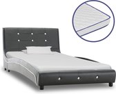 Bed met traagschuim matras kunstleer grijs 90x200 cm