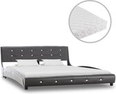 Bed met matras kunstleer grijs 160x200 cm