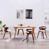 Eetkamerstoelen 4 st gebogen hout en kunstleer créme