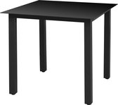 Tuintafel 80x80x74 cm aluminium en glas zwart