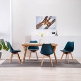 Eetkamerstoelen 4 st kunstleer turquoise en zwart