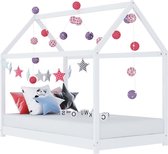 Kinderbedframe massief grenenhout wit 70x140 cm