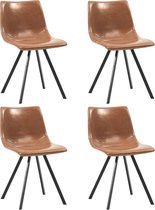 Eetkamerstoelen 4 st kunstleer cognackleurig