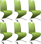Eetkamerstoelen met zigzag-vorm 6 st kunstleer groen