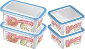 4x Contenants pour bouillon / nourriture 2 et 1,5 litre plastique transparent / bleu / plastique - Kiev - Contenant alimentaire hermétique / hermétique - Mealprep - Repas en magasin