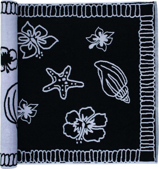 The One Towelling® serviette de plage, 100% coton, 90x190 cm, Hawaii, Noir/Blanc, 100% coton, T1-Hawaii