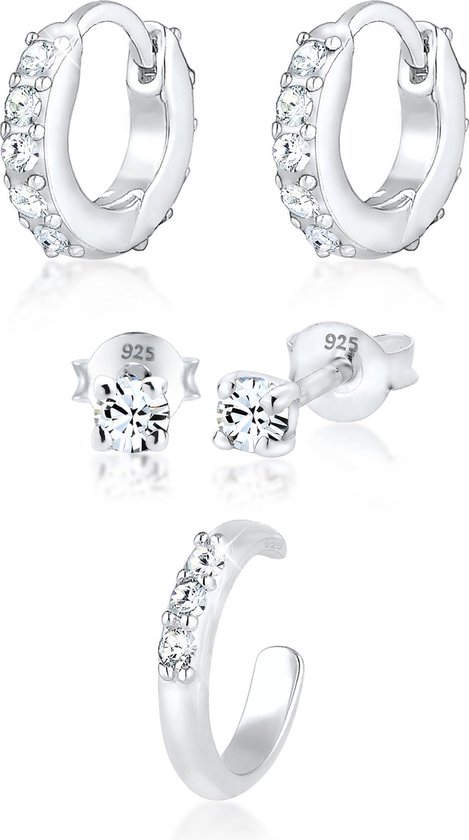 Boucles d' oreilles Elli Boucles d'oreilles Boucles d'oreilles Studs Earcuff Set de 3 cristaux Swarovski® Argent 925