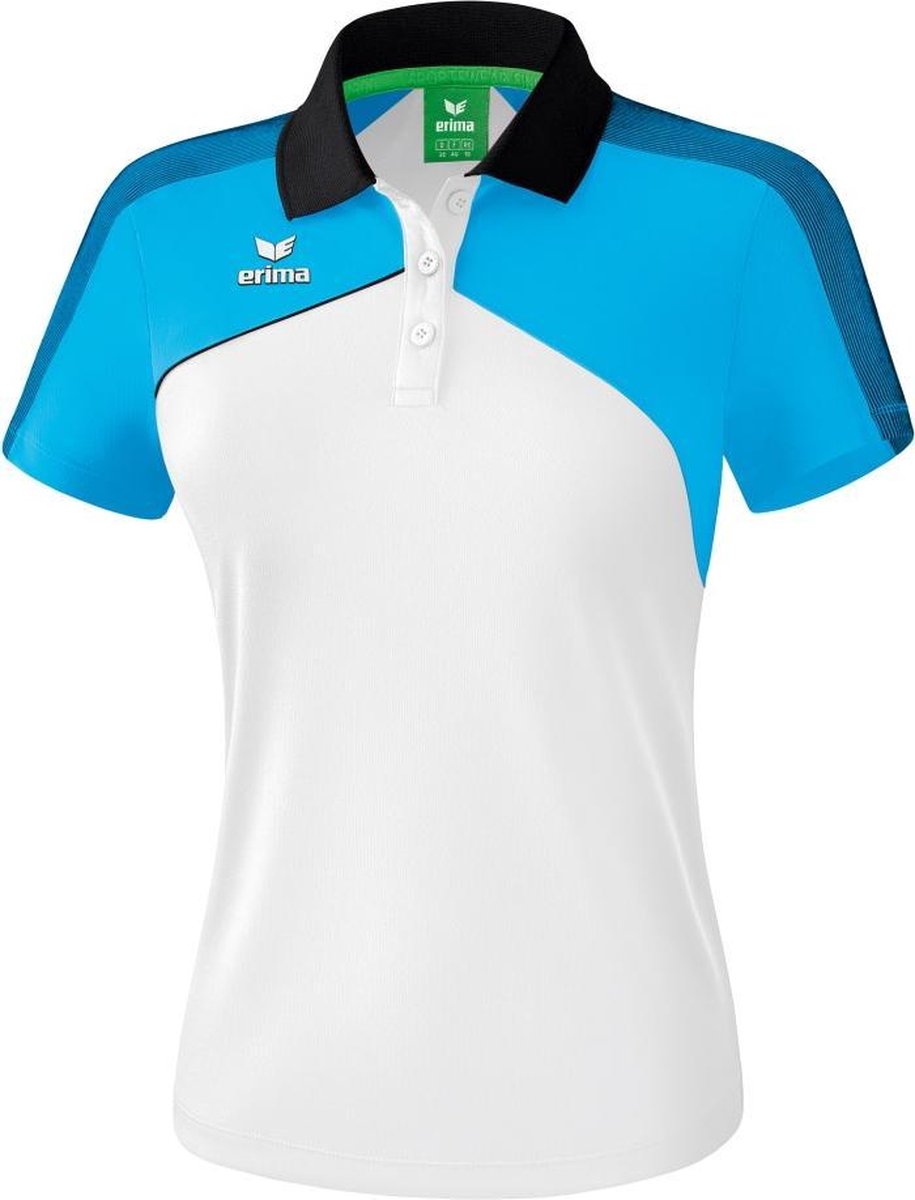 Erima Premium One 2.0 Polo Dames - Wit / Curaçao / Zwart | Maat: 38