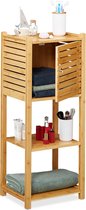 Relaxdays badkamer kast bamboe - badkamerrekje - 4 etages - badkamerrek - hout