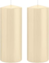 2x Cremewitte cilinderkaarsen/stompkaarsen 8 x 20 cm 119 branduren - Geurloze kaarsen – Woondecoraties