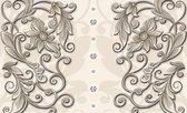 Floral Pattern Pewter Photo Wallcovering