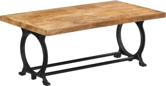 vidaXL Eetkamerbank 110x45x47 cm massief mangohout en gietijzer