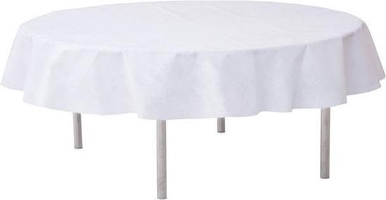 dun langs Kerel Wit rond tafelkleed/tafellaken 240 cm stof - Ronde tafelkleden Opaque White  - Witte... | bol.com