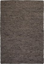 Handgeweven luxueus vloerkleed Kjell - Wol - Antraciet - 80x150 cm