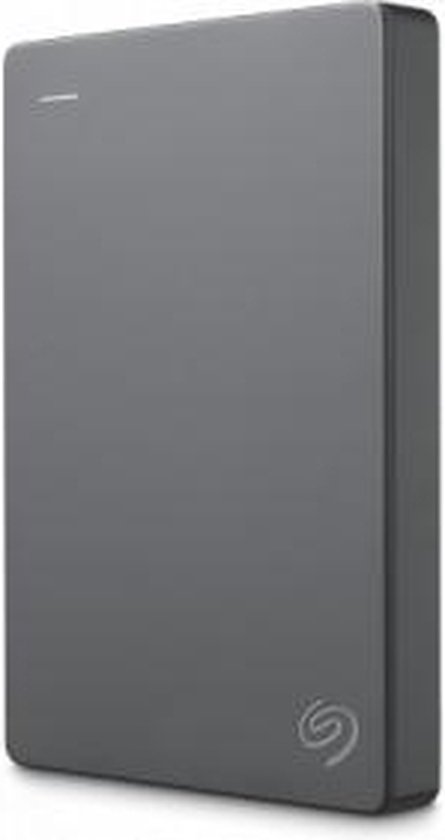 Seagate externe harde schijf 1TB in zilver met een subtiel logo rechtsonder.