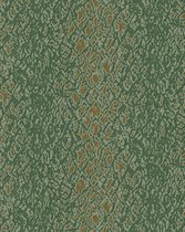 Dieren patroon behang Profhome DE120128-DI vliesbehang hardvinyl warmdruk in reliëf gestempeld met exotisch patroon glanzend groen goud 5,33 m2