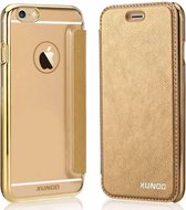 iPhone iPhone SE / 5 / 5S  Folio Flip PU Leather cover met hard transparant back cover Goud