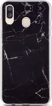 Ntech Samsung Galaxy A40 Marmor Design Back Cover Hoesje - Zwart kleur