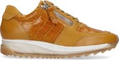 Manfield - Dames - Okergele leren sneakers - Maat 38