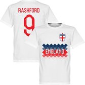 Engeland Rashford 9 Team T-Shirt - Wit - 5XL