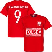 Polen Lewandowski 9 Team T-Shirt - Rood - XS