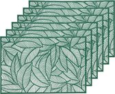 6x Groene bladeren placemats 30 x 45 cm rechthoek - Groen thema tafeldecoraties versieringen