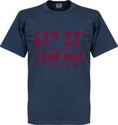 Barcelona Camp Nou Coördinaten T-Shirt - Blauw - M