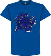 Europa Ripped Flag T-Shirt - Blauw - XXL