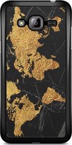 Samsung J3 hoesje - Wereldmap | Samsung Galaxy J3 (2016) case | Hardcase backcover zwart