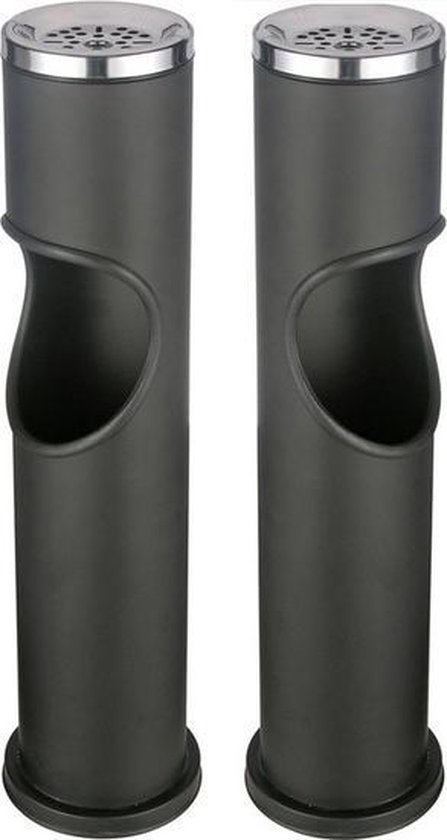 2x Zwarte staande asbak met uitneembare prullenbak 46,5 cm - Buiten asbakken  - Tuin... | bol.com