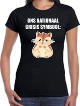 Ons nationaal crisis symbool hamster t-shirt zwart voor dames S