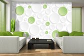 Abstract Modern Green Grey Cirlces Photo Wallcovering
