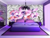 Flowers Orchids Texture Photo Wallcovering